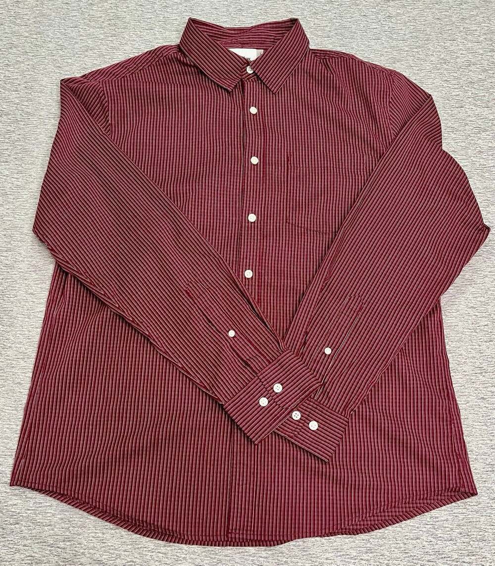 Goodfellow & Co Men’s Red Striped Button Shirt Size L